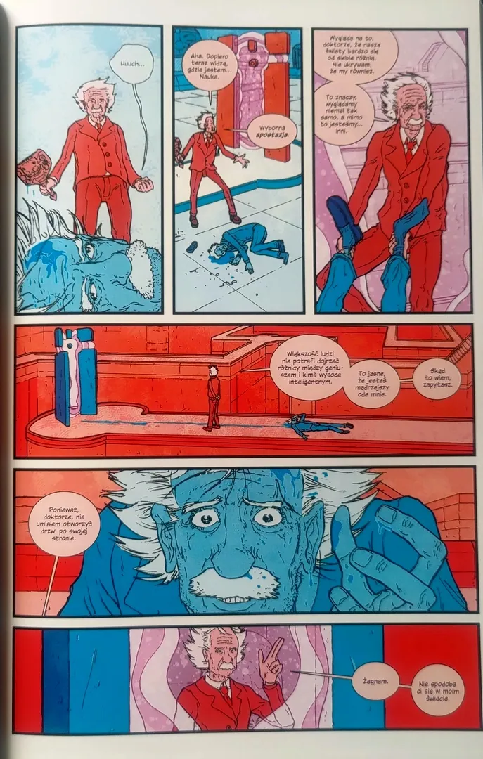 strona komiksu "Projekty Manhattan. Tom 1. Niedobra Nauka"