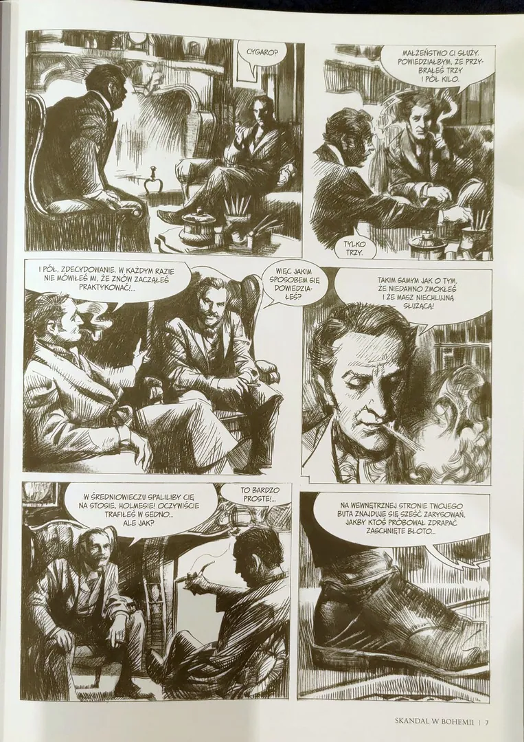 strona komiksu „Przygody Sherlocka Holmesa”