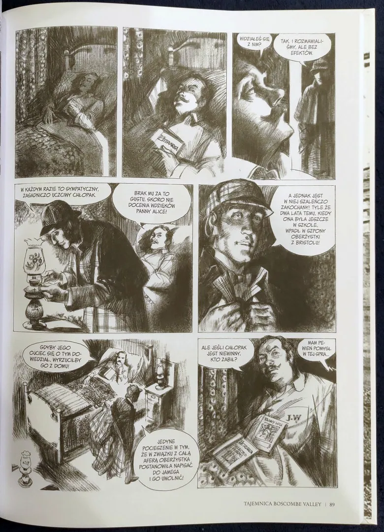 strona komiksu „Przygody Sherlocka Holmesa”